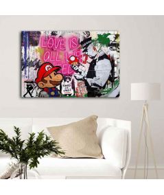 Obrazy na ścianę - Obraz Banksy - Mario's mushrooms Love is all we needs