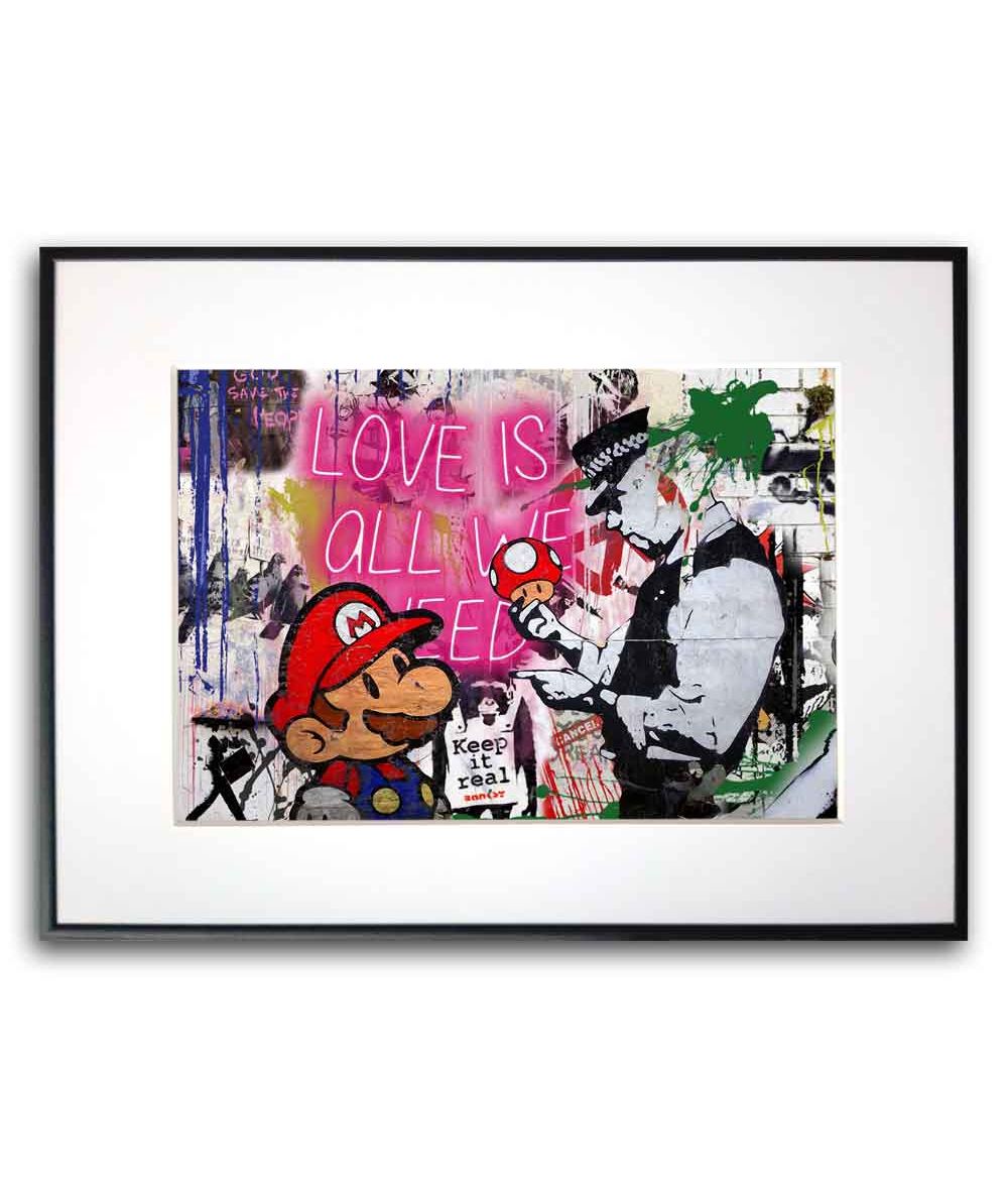 Plakat Banksy - Mario's mushrooms Love is all we needs