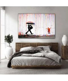 Obrazy na ścianę - Obraz Banksy na płótnie - Rainbow rain