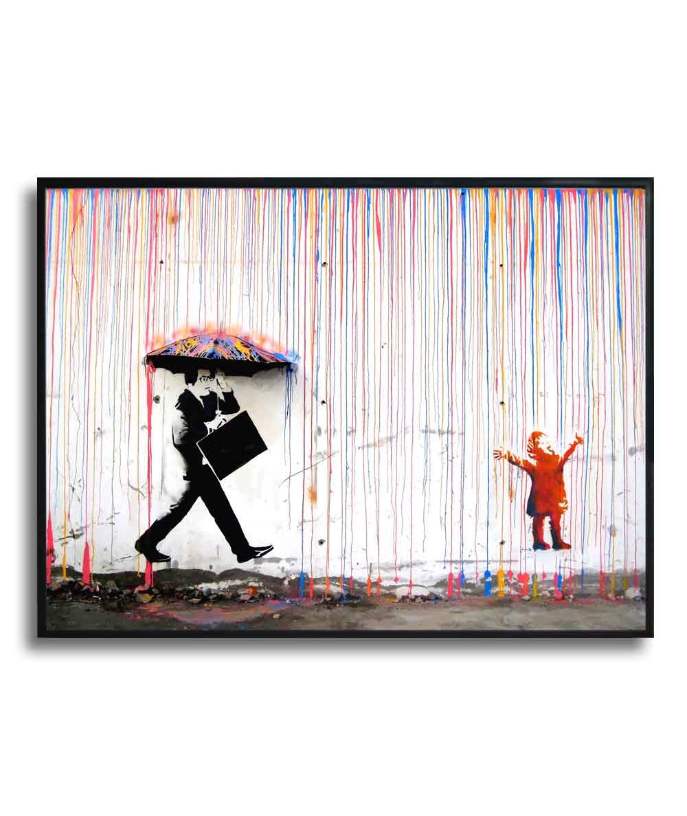 Plakat Banksy ego w ramie - Rainbow rain