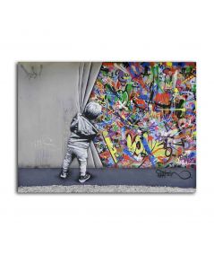 Obrazy na ścianę - Banksy obraz nowoczesny - Behind the curtain