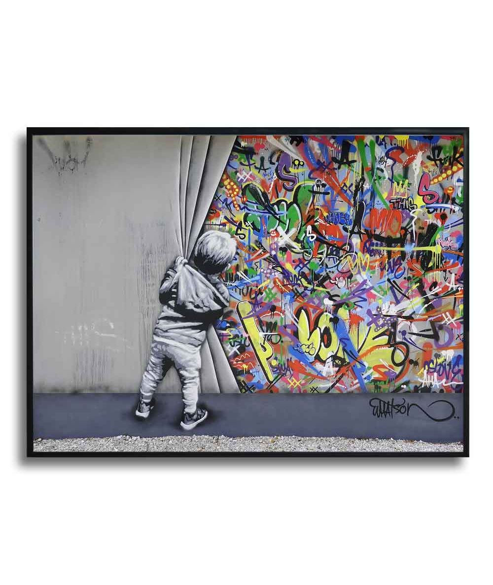 Plakat Banksy'ego w ramie - Behind the curtain