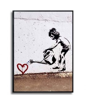 Plakat Banksy w ramie - Planting love pionowy