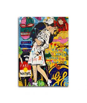 Obrazy na ścianę - Obraz Banksy na płótnie - Kissing Warhol