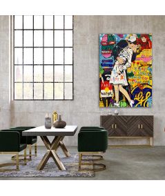 Obrazy na ścianę - Obraz Banksy na płótnie - Kissing Warhol