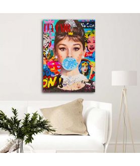 Obrazy na ścianę - Obraz na płótnie - Audrey Hepburn bubble gum