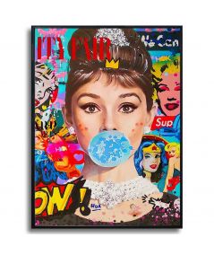 Plakat w ramie na ścianę - Audrey Hepburn bubble gum