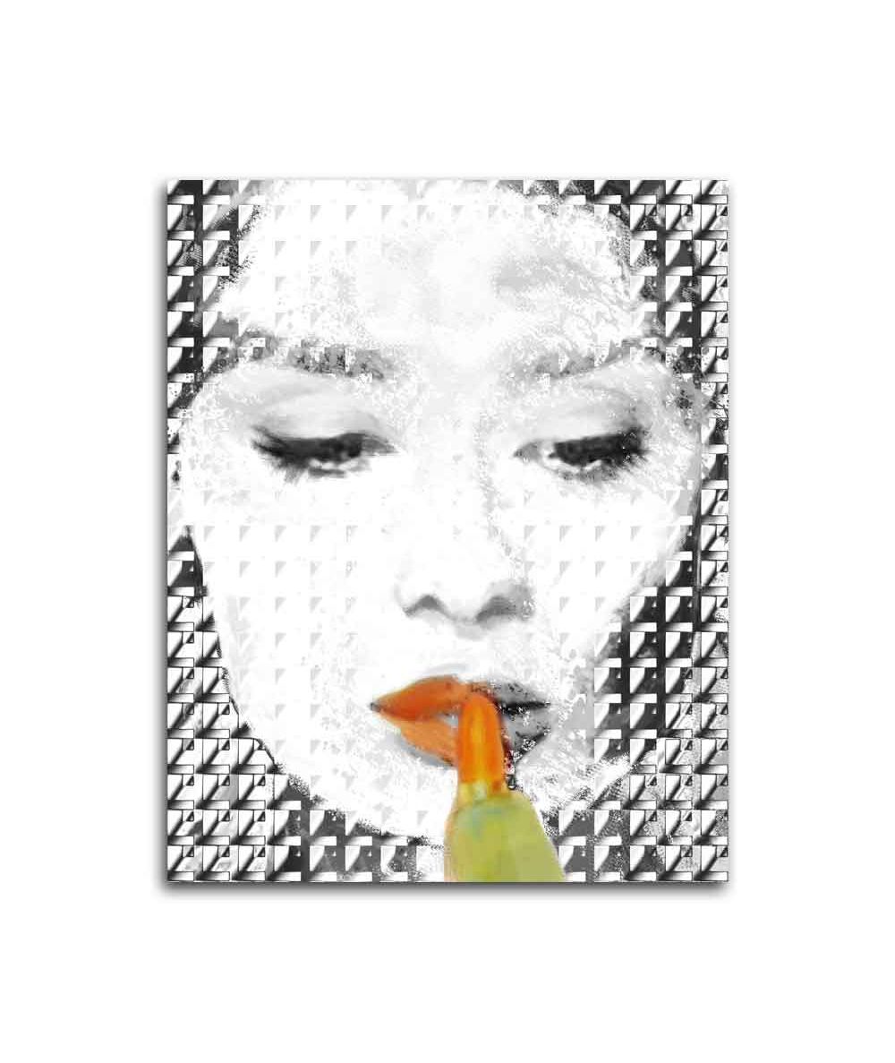 Obrazy na ścianę - Obraz modowy szminka twarz Orange Black Audrey