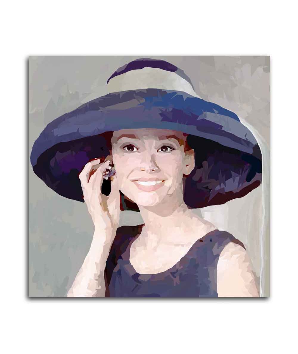 Obrazy na ścianę - Obraz na scianę Audrey Hepburn w kapeluszu (1-częściowy) kwadrat
