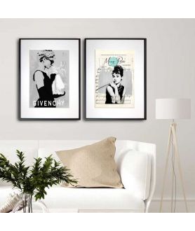 Audrey Hepburn komplet 2 plakatów w szarościach