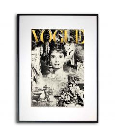 Plakat w stylu vintage - Audrtey Hepburn in Italy vintage