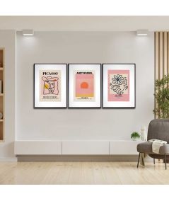 Zestaw 3 plakatów Art Pink (Picasso, Warhol, Haring)