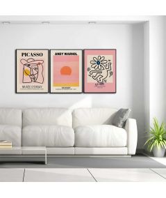 Zestaw 3 plakatów na ścianę Art Pink (Picasso, Warhol, Haring)