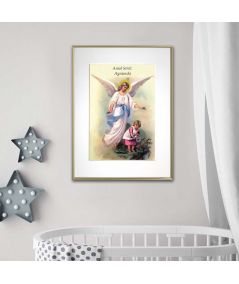 Plakat prezent dla dziewczynki - Anioł Stróż z dziewczynką o imieniu