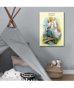 Obrazy religijne - Obraz prezent religijny na ścianę - Anioł Stróż z chłopcem o imieniu