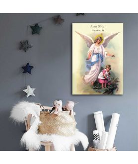 Obrazy religijne - Obraz prezent religijny na ścianę - Anioł Stróż z dziewczynką o imieniu