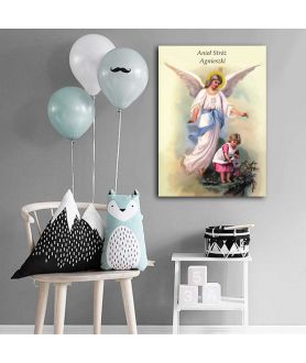 Obrazy religijne - Obraz prezent religijny na ścianę - Anioł Stróż z dziewczynką o imieniu