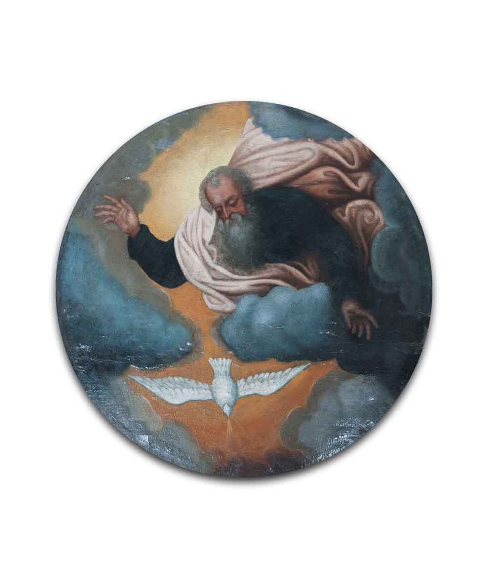 Obrazy religijne - Okrągły obraz religijny - Bóg Ojciec i gołębica Ducha Świętego