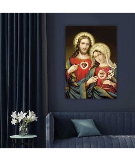 Obrazy na ścianę - Obraz religijny na płótnie - Serce Jezusa Serce Maryi