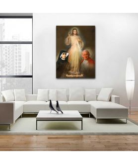 Obrazy na ścianę - Obraz na płótnie - Jezu ufam Tobie św. Faustyna św. Jan Paweł II