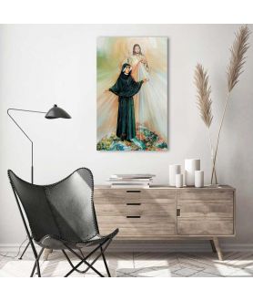 Obrazy religijne - Obraz na płótnie - Jezus Miłosierny z siostrą Faustyną. Kanonizacja