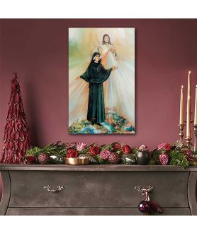 Obrazy religijne - Obraz na płótnie - Jezus Miłosierny z siostrą Faustyną. Kanonizacja