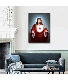Obrazy religijne - Obraz religijny na ścianę - Serce Jezusa szaro niebieskie tło