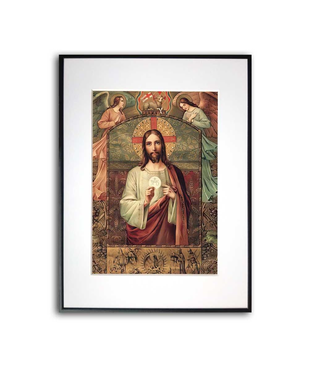 Plakat vintage religijny - Jezus z Eucharystią
