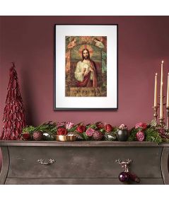 Plakat vintage religijny - Jezus z Eucharystią