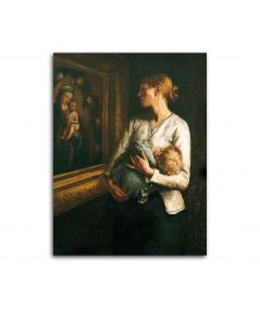Obrazy religijne - Obraz vintage na ścianę - Matka i dziecko patrzące na Dziewicę z Dzieciątkiem
