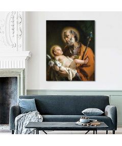 Obrazy religijne - Obraz religijny - Giovani Domenico Tiepolo - Św. Józef z Dzieciątkiem Jezus