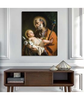 Obrazy religijne - Obraz religijny - Giovani Domenico Tiepolo - Św. Józef z Dzieciątkiem Jezus