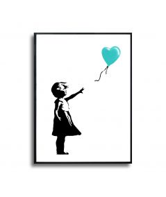 Plakat na ścianę - Banksy - Dziewczynka z balonem turkusowym