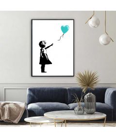 Plakat na ścianę - Banksy - Dziewczynka z balonem turkusowym