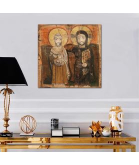 Obrazy religijne - Obraz na płótnie - Chrystus i św. Menas Ikona Przyjaźni
