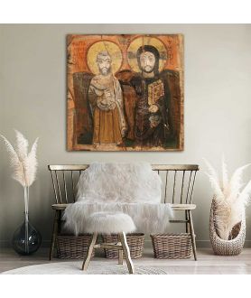 Obrazy religijne - Obraz na płótnie - Chrystus i św. Menas Ikona Przyjaźni