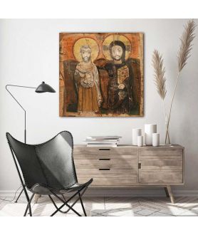 Obrazy religijne - Obraz na płótnie - Chrystus i św. Menas Ikona Przyjaźni