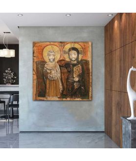 Obrazy religijne - Obraz na płótnie - Chrystus i św. Menas Ikona Przyjaźni