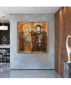 Obrazy religijne - Obraz na płótnie - Chrystus i św. Menas Ikona Przyjaźni