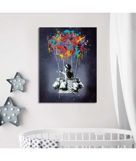 Obrazy na ścianę - Obraz na płótnie - Banksy - Hot Air Balloon Boy