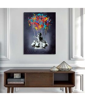 Obrazy na ścianę - Obraz na płótnie - Banksy - Hot Air Balloon Boy