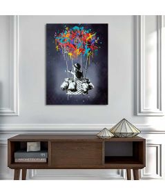 Obrazy na ścianę - Obraz na płótnie - Banksy - Hot Air Balloon Boy