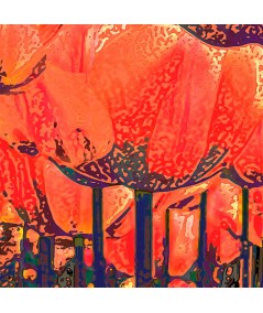 Obrazy kwiaty - Obraz do salonu Tulipany czerwony las (1-częściowy) szeroki