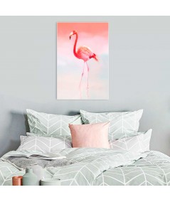 Obrazy zwierząt - Obraz akwarela ze zwierzętami Flaming różowy (pionowy)