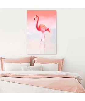 Obrazy zwierząt - Obraz akwarela ze zwierzętami Flaming różowy (pionowy)