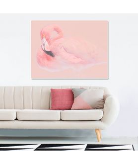 Obrazy zwierząt - Obraz drukowany z flamingiem Flaming w pasteli