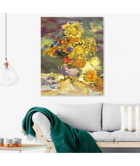 Obrazy kwiaty - Obraz z żółtym motywem Impresja słoneczniki