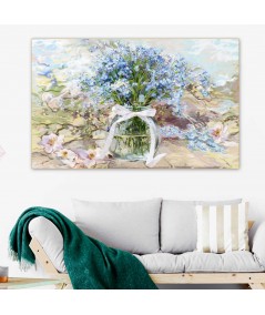 Obrazy na ścianę - Obraz kwiaty Powojnik i niezapominajki w słoju