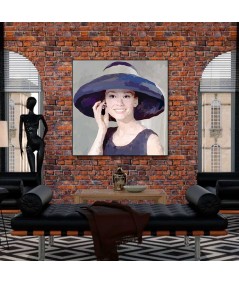 Obrazy na ścianę - Obraz na scianę Audrey Hepburn w kapeluszu (1-częściowy) kwadrat