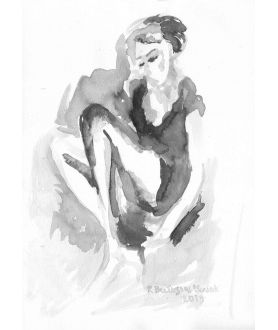 Dzieła sztuki - Grafika kobieta czarno biała A3 do salonu klasycznego, nowoczesnego